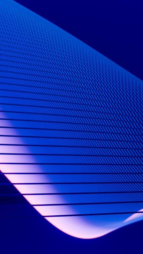 Blue curved wave with glowing gradient lines on a dark background forming a smooth flowing shape.