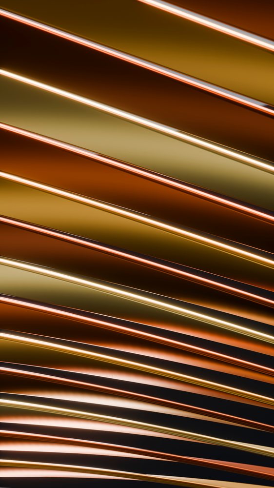 Abstract illustration of colorful diagonal stripes with glowing light reflections in warm orange and yellow tones.