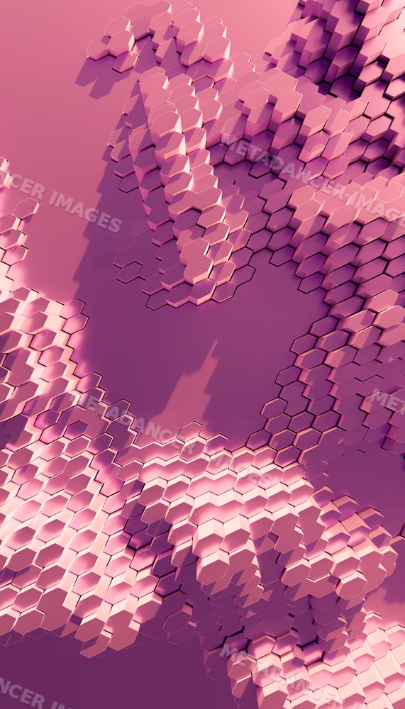 Abstract 3d pink hexagons stacked in geometric pattern