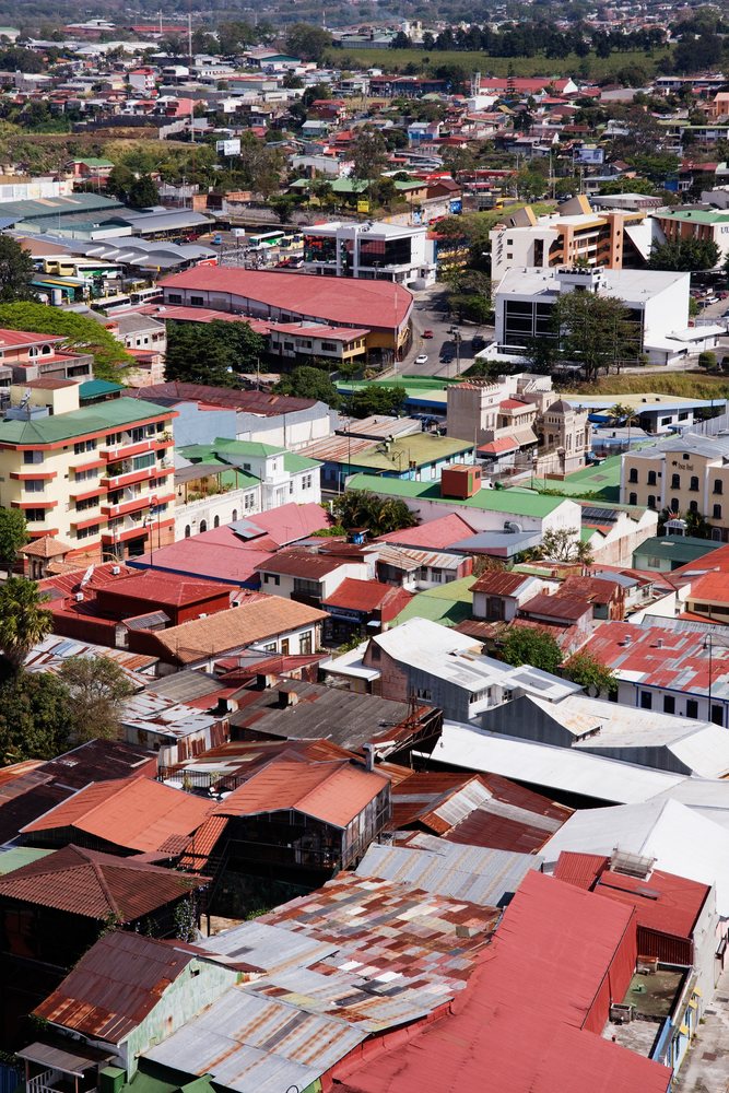 Aerial cityscape of, San Jose, Costa Rica.
