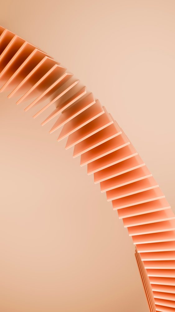 Abstract digital illustration featuring curved orange rectangular shapes arranged symmetrically on a smooth gradient background.