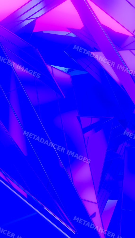 A 3d digital rendering of abstract blue and purple geometric shapes