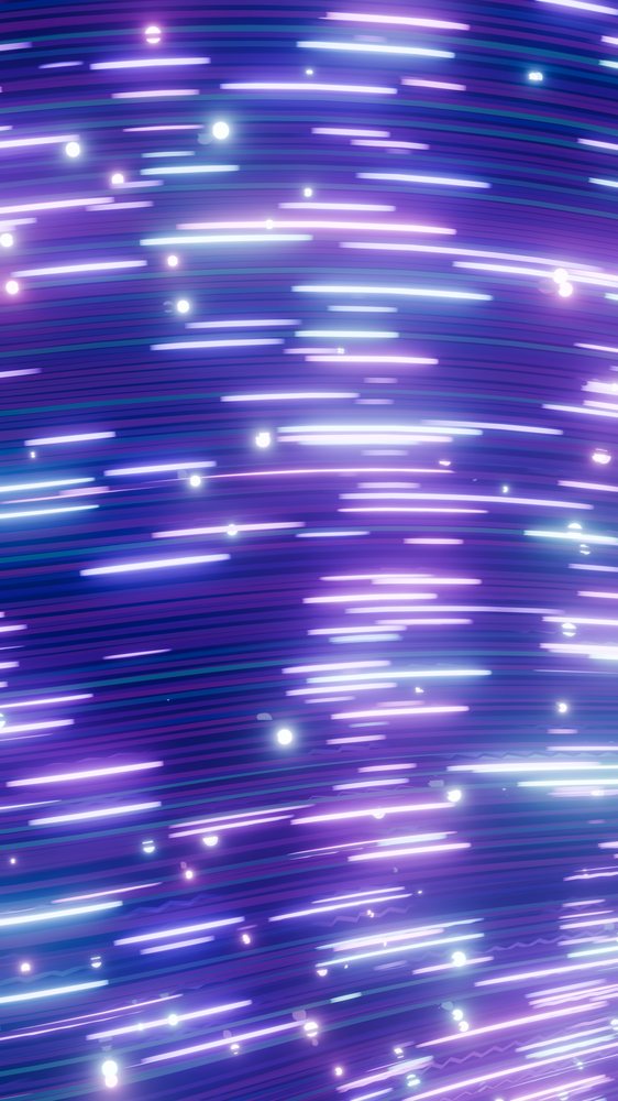 Abstract illustration of glowing purple and blue neon light streaks forming a dynamic swirling pattern.