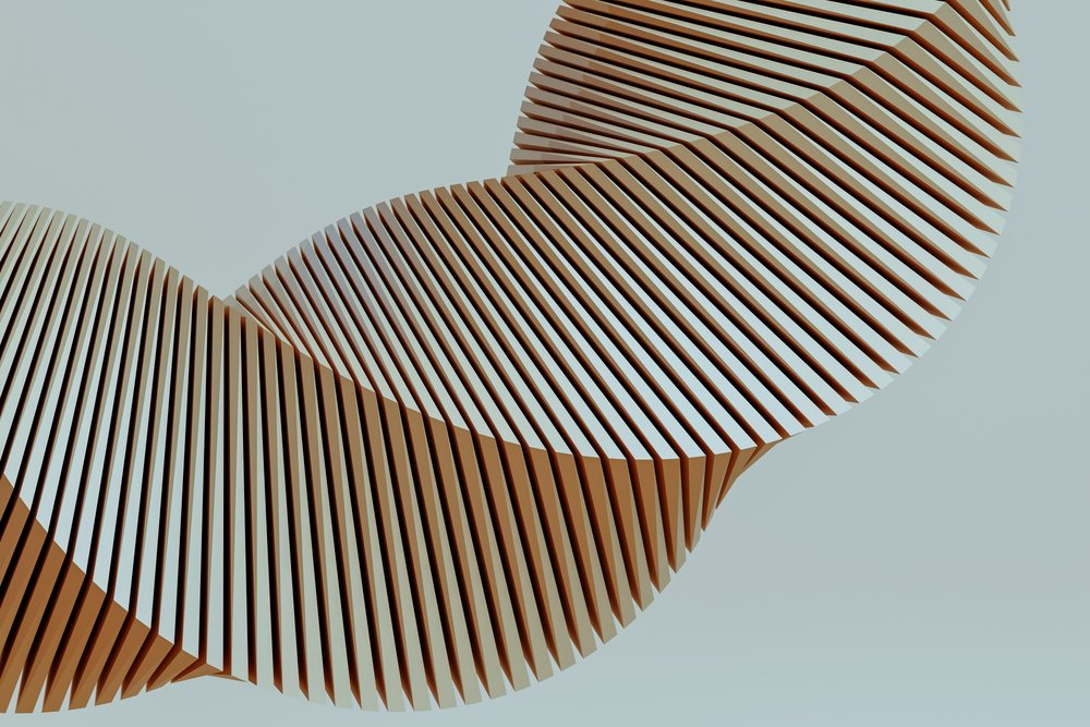 Abstract render background featuring curved brown lines creating a rhythmic wave shape on a light backdrop.