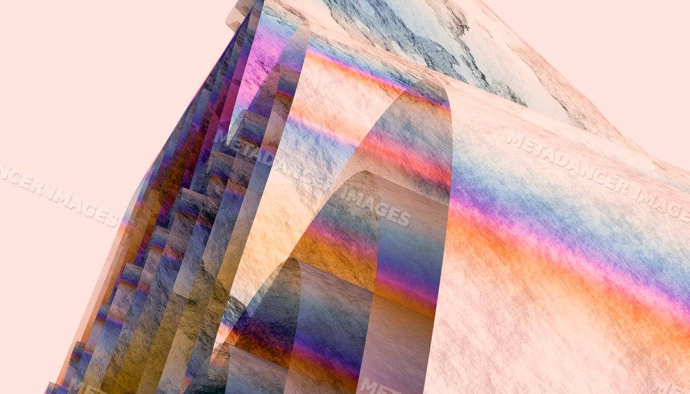 Abstract digital art of overlapping arches with colorful gradient