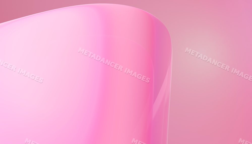 Close-up of a glossy transparent pink curved surface with soft