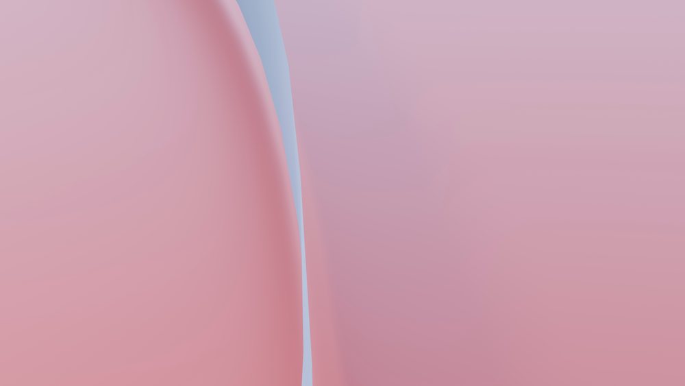 Abstract composition featuring smooth curved shapes in soft pink with a thin blue line creating a minimalist background.