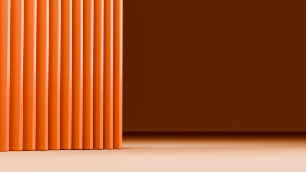 Orange vertical pillars aligned against a smooth brown background in a minimalist digital illustration.