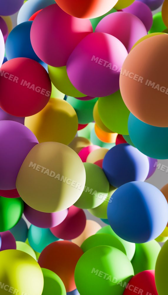 A cluster of colorful floating spheres creating an abstract vibrant