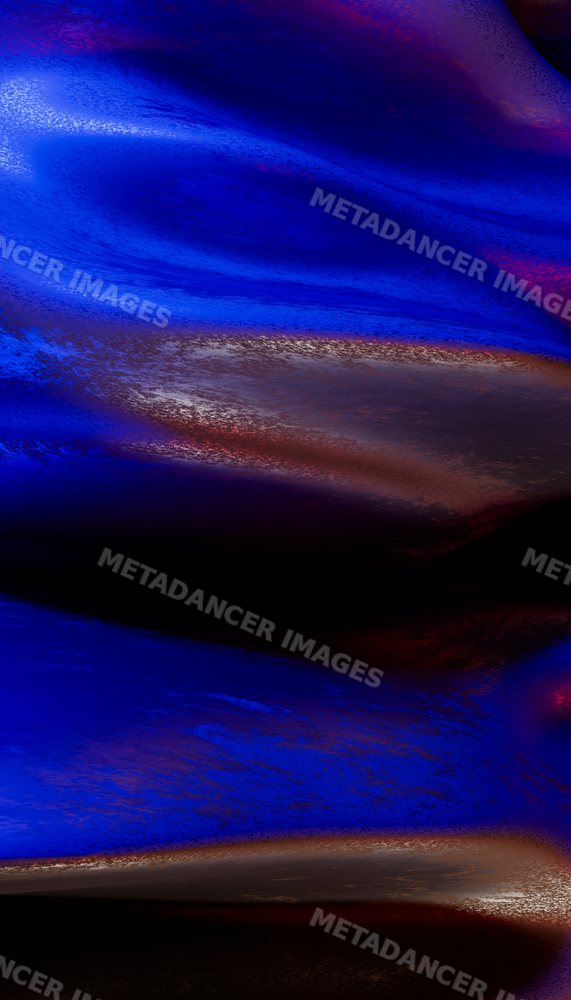 Abstract digital art with flowing blue waves and metallic textures