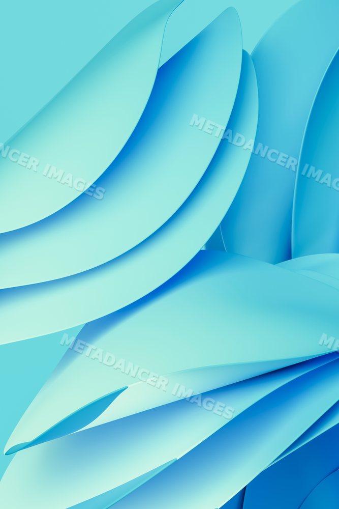 Digital 3d rendering of abstract smooth blue curves in modern design