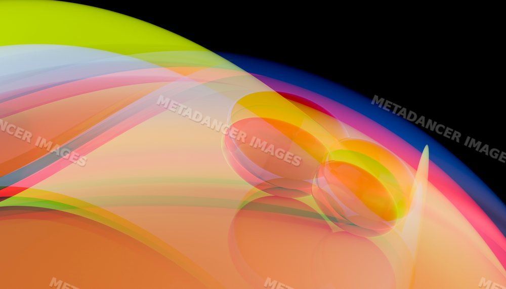 Colorful glowing translucent spheres in abstract digital art design