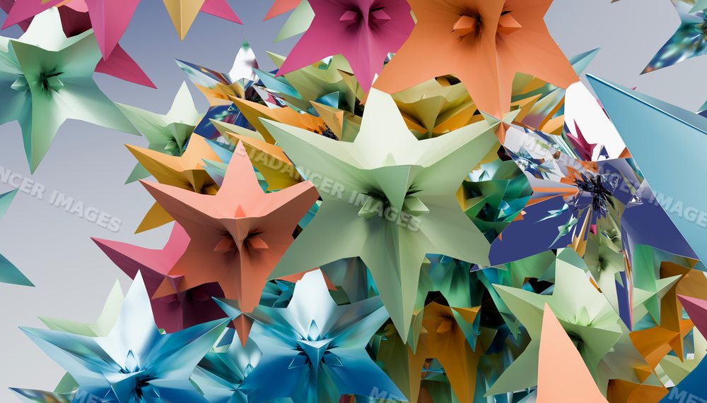 Colorful 3d rendering of abstract geometric stars
