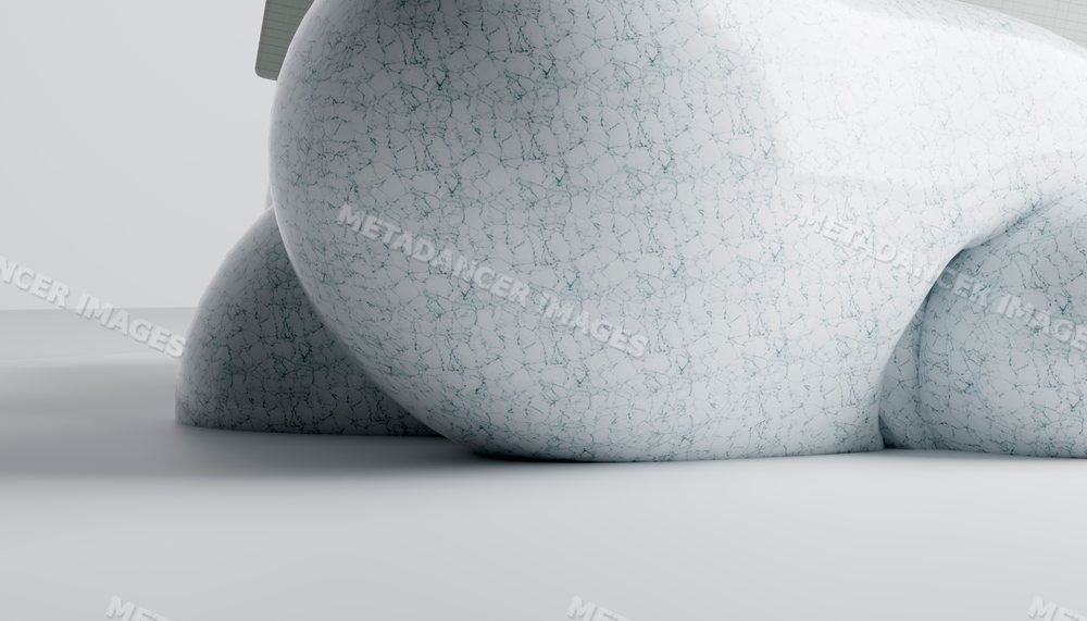 A 3d rendering of a cracked white textured abstract shape with smooth