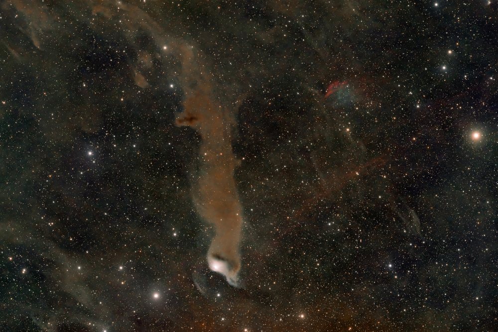 nebula with interstellar dust and stars in deep space captured by astrophotography.