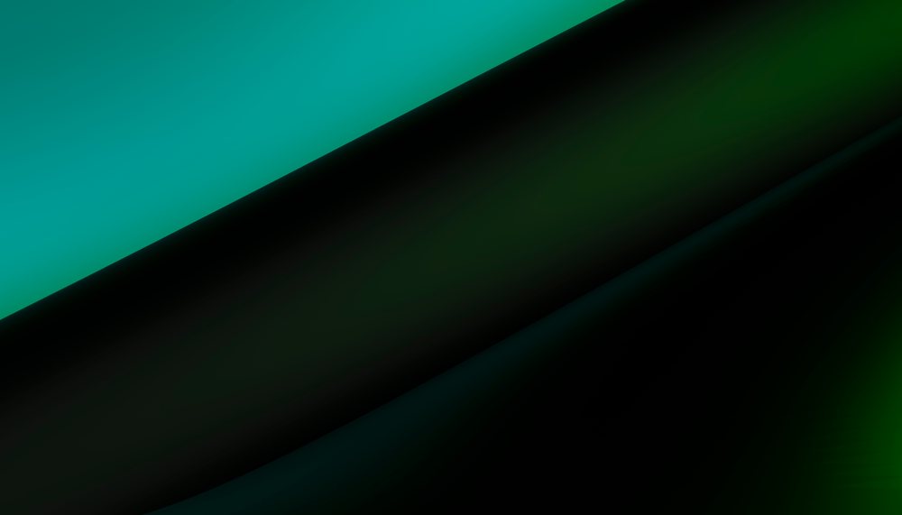 Abstract dark background with gradient diagonal shapes in teal, black, and green tones.