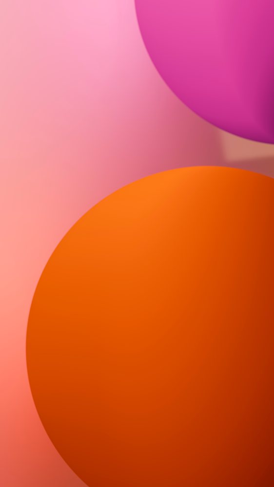 Digital illustration showing smooth orange and pink spherical shapes against a soft gradient pink background.