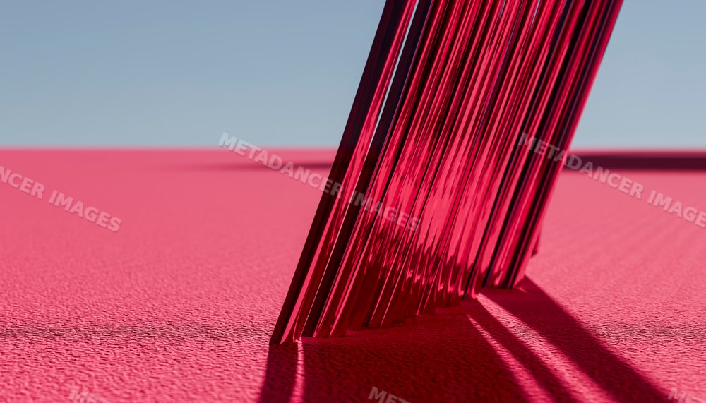 Close-up of pink metallic forks on textured surface with shadows