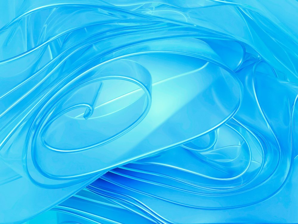 Abstract digital artwork depicting smooth, blue, flowing curved shapes with translucent textures.
