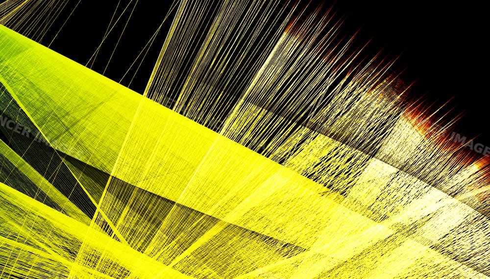 Yellow abstract lines form a geometric pattern on a dark background