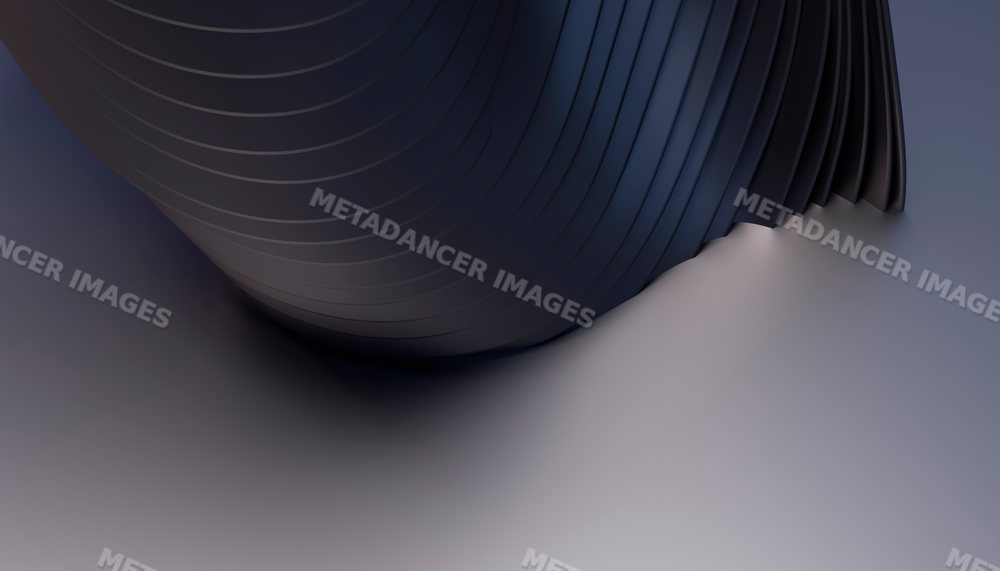 Abstract digital rendering of a dark curved layered shape on smooth