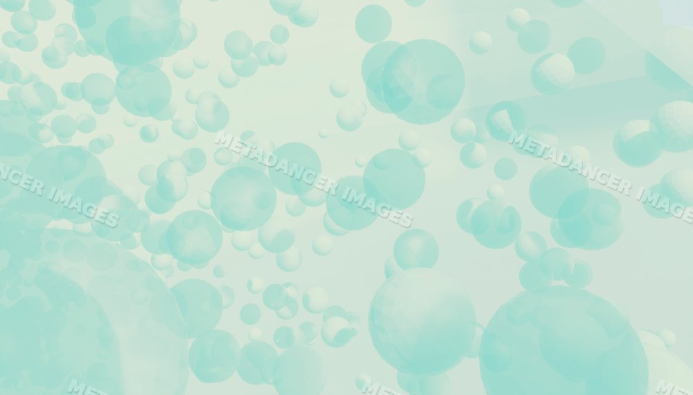 Digital 3d rendering of transparent floating blue spheres