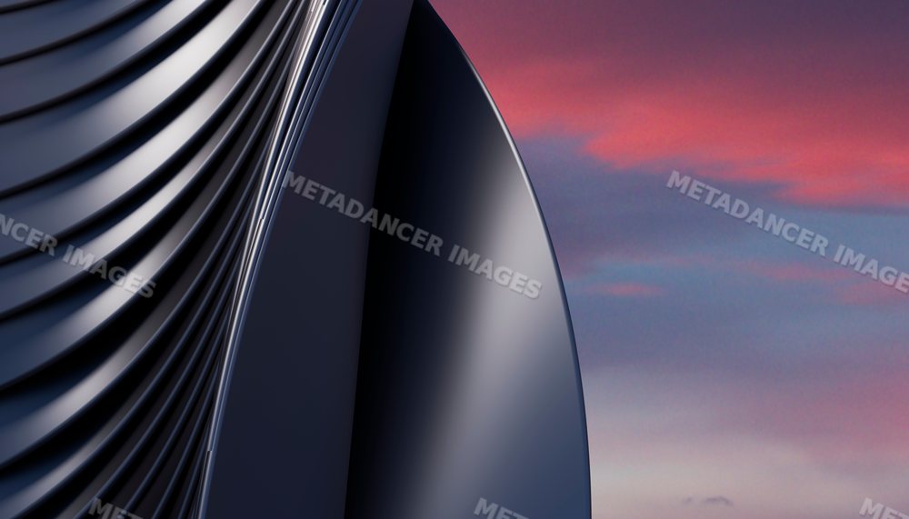 Curved modern metal sculpture with layered design