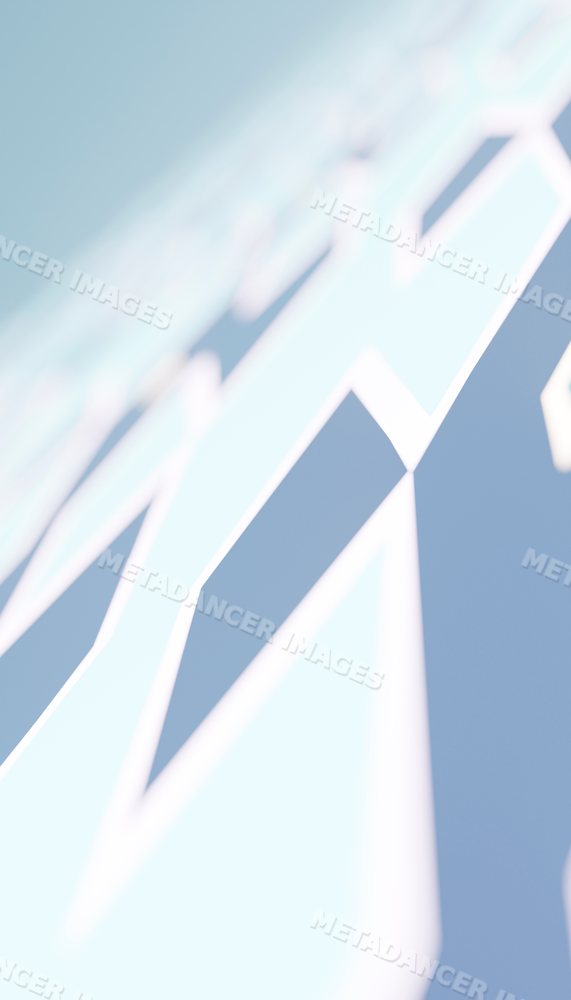 Close-up view of abstract geometric blue shapes with white borders