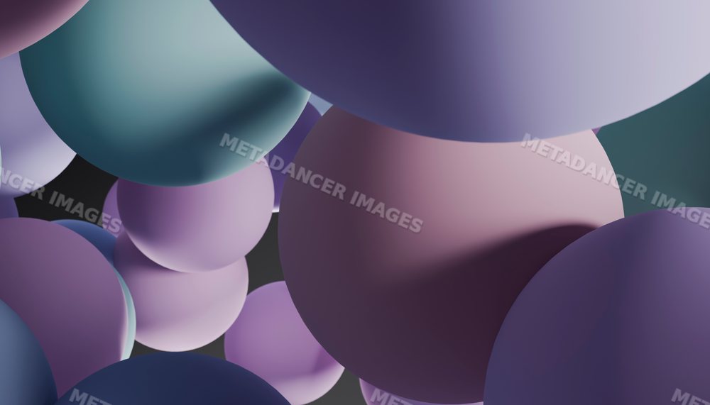 Abstract 3d rendering of colorful floating spheres with soft lighting