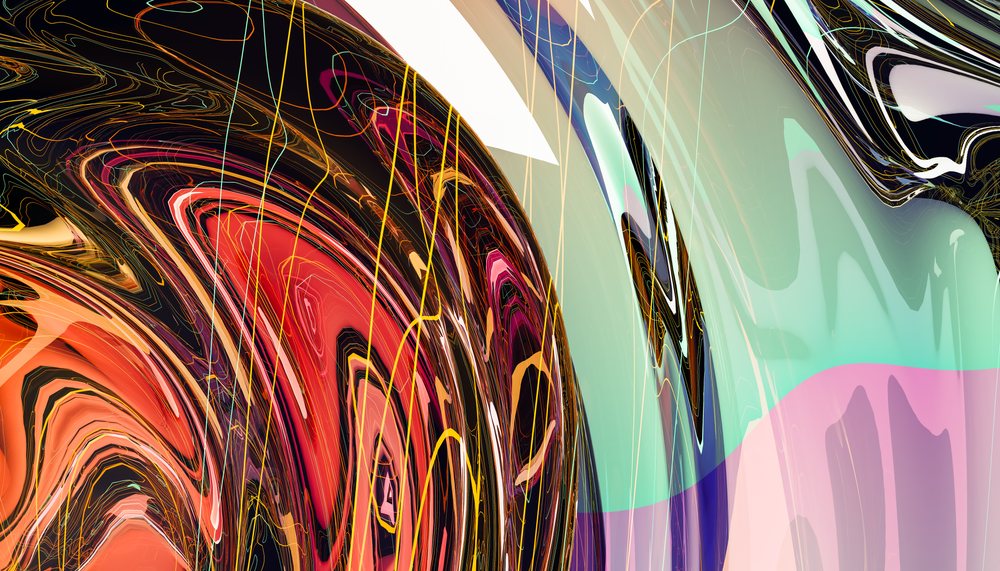 Abstract digital art wallpaper with vibrant colorful swirling fluid patterns and smooth flowing curves.