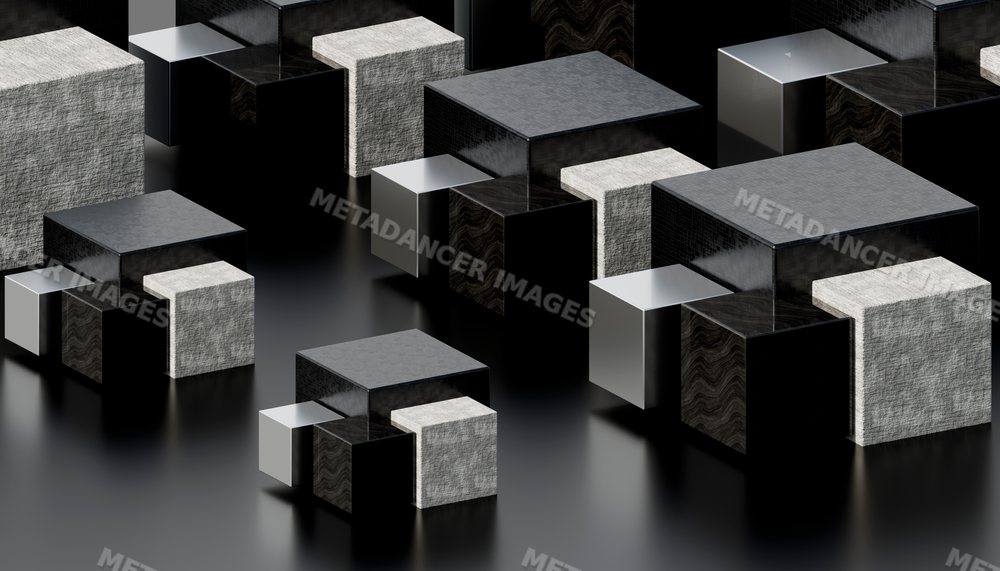 3d rendering of black and gray geometric cubes in abstract pattern