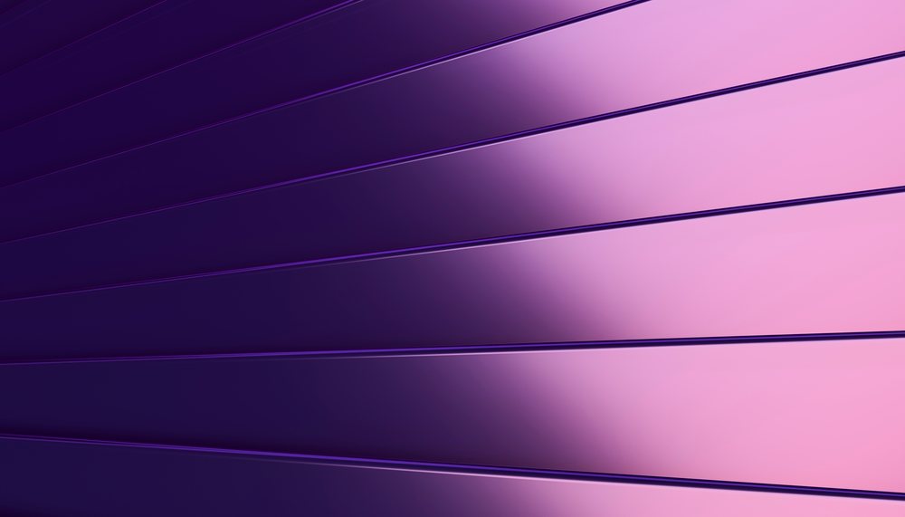 Purple and pink reflective panels with parallel lines form a modern abstract architectural background.