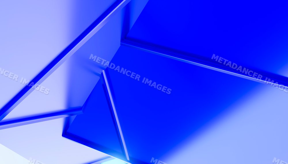 Abstract blue triangular panels in a digital 3d illustration