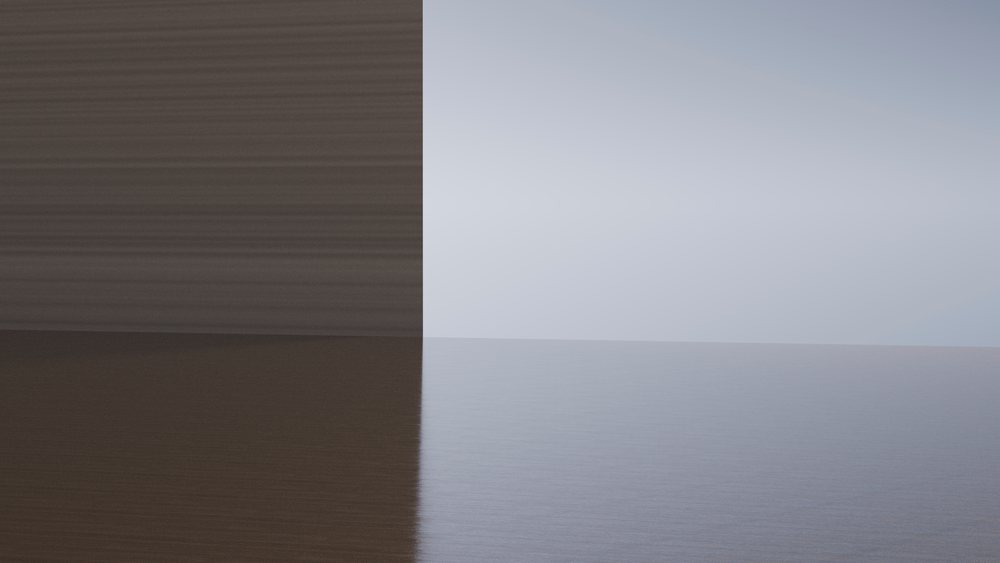 Corner of a room with a brown wooden floor and a light gray smooth wall.