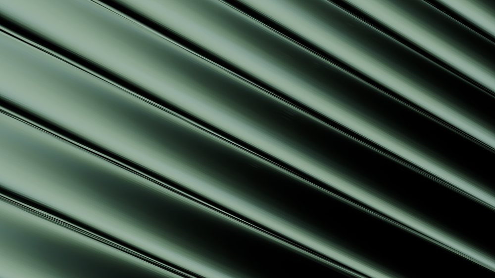 Abstract render of smooth green diagonal lines with gradient shading and fluid texture.