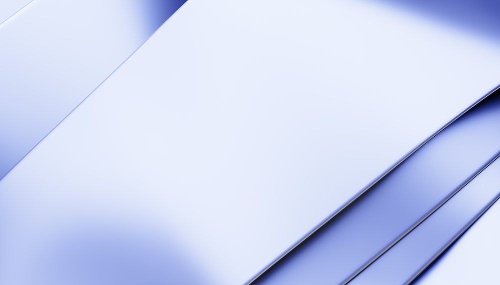 Abstract digital render featuring smooth curved glossy surfaces with blue tones and light reflections.