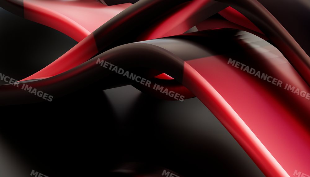 Abstract glossy red and black curved shapes in a smooth modern design
