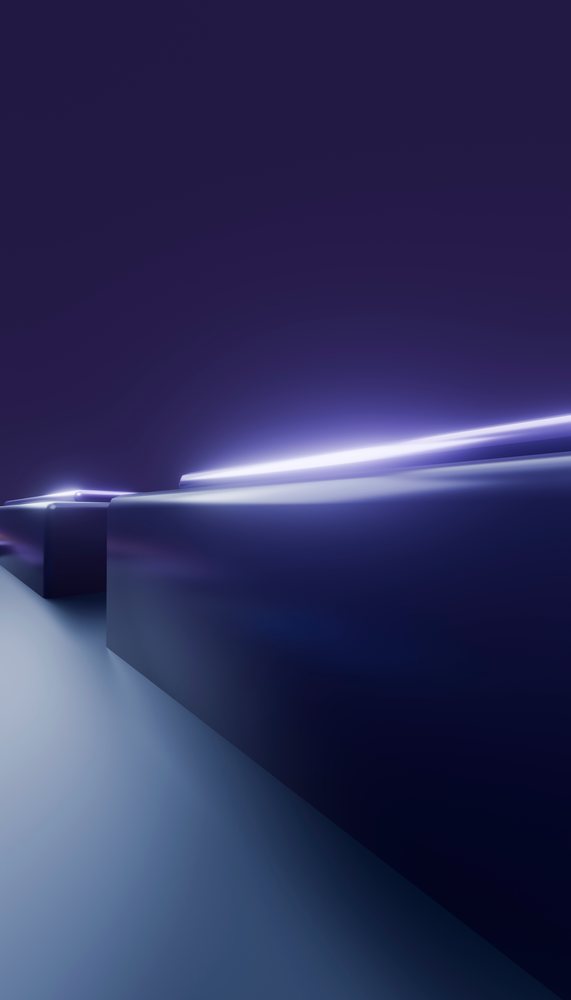 Digital illustration showing shiny black rectangular blocks with glowing blue edges on a dark background in an abstract modern design.