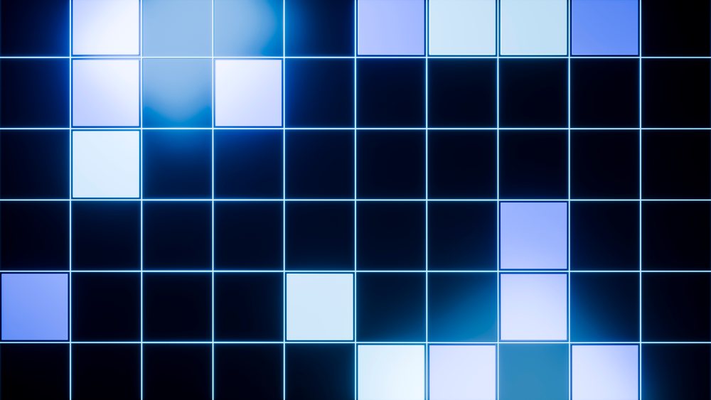 Abstract digital illustration of a glowing grid.