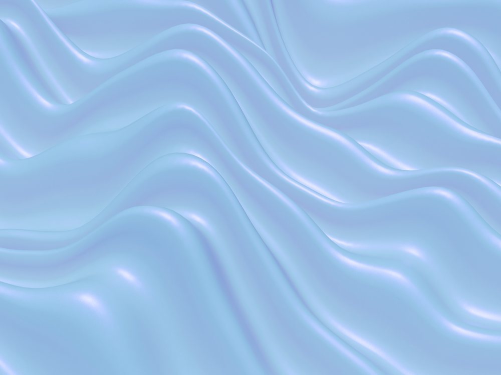A smooth blue abstract surface with flowing curved waves and a soft shiny texture.