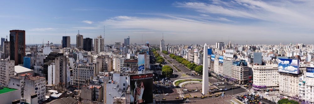 Panoramic view of Buenos Aires with the iconic Obelisk.
