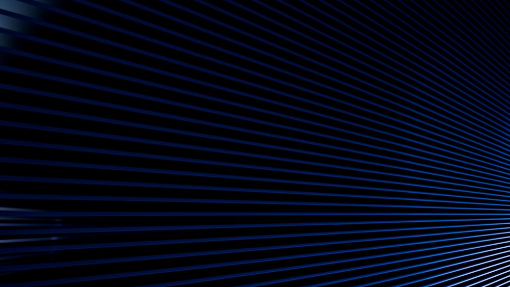 Digital illustration of evenly spaced blue diagonal lines forming an abstract geometric pattern on a black background.