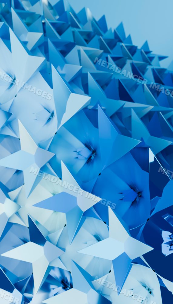 Abstract 3d render of blue geometric star shapes