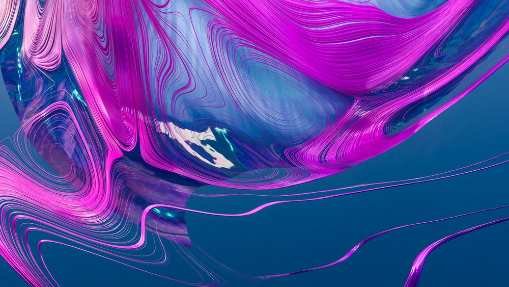 Abstract digital illustration of swirling purple and blue fluid lines forming a dynamic flowing pattern.