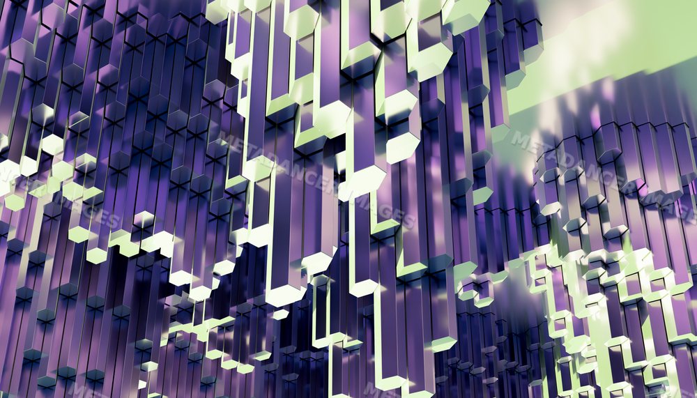 Abstract 3d hexagonal columns form a modern geometric pattern