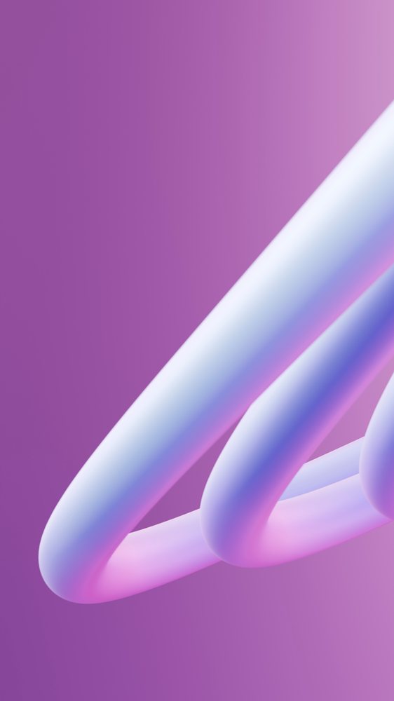 Abstract curved 3D tube loops over a soft purple and violet gradient background in a modern digital art composition.