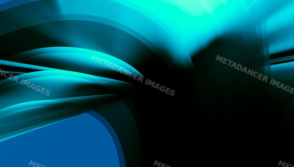 Abstract digital blue and turquoise waves on a dark background