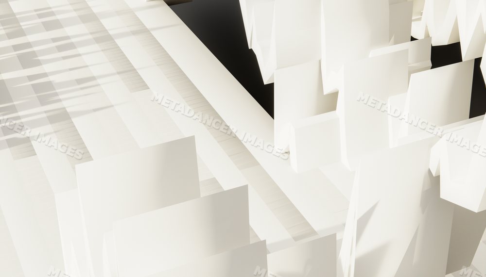 Close-up of white paper sheets arranged in abstract geometric layers