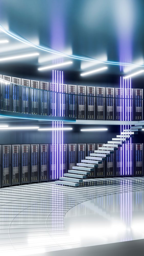 Interior of a modern data center.