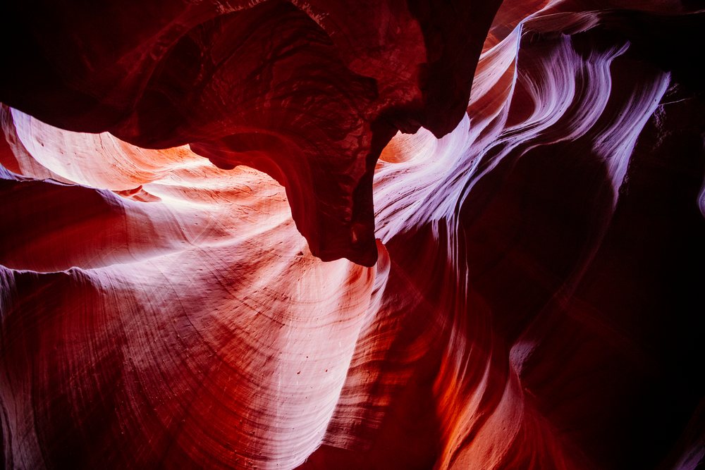 Antelope canyon red rock sandstone slot canyon formations in Navajo Land Arizona, USA.